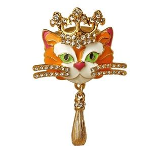 Ritzy Couture Princess Multi Color Tabby Cat Ring (Goldtone)